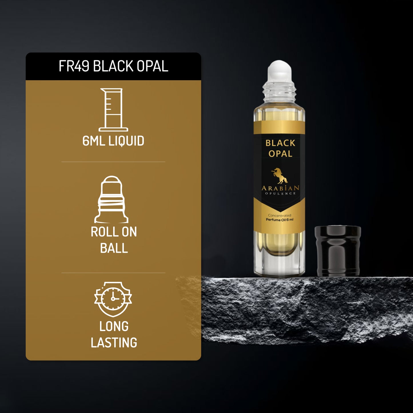 FR49 BLACK OPAL Oriental Vanilla Perfume Body Oil For Women| Long-Lasting Alcohol-Free Fragrance