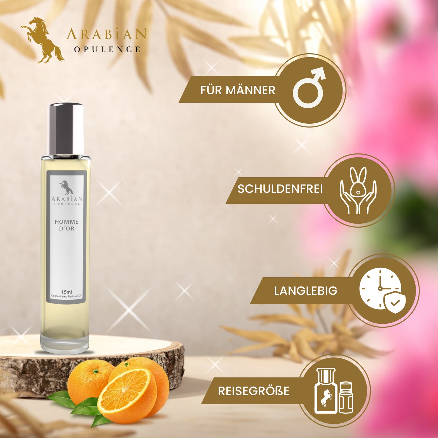 FR84 HOMME D`OR - Perfume Body Oil For Men | Long-Lasting Alcohol-Free Fragrance