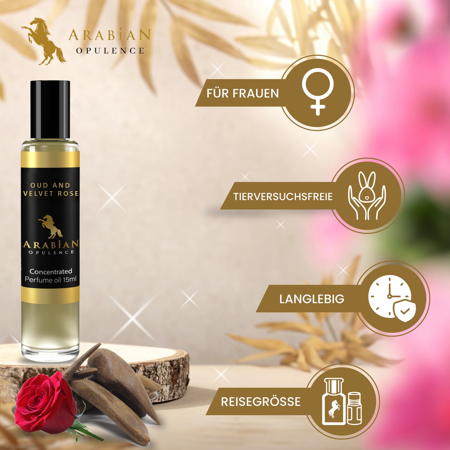FR288 OUD AND VELVET ROSE - Oriental Floral Unisex Perfume Body Oil | Long-Lasting Alcohol-Free Fragrance