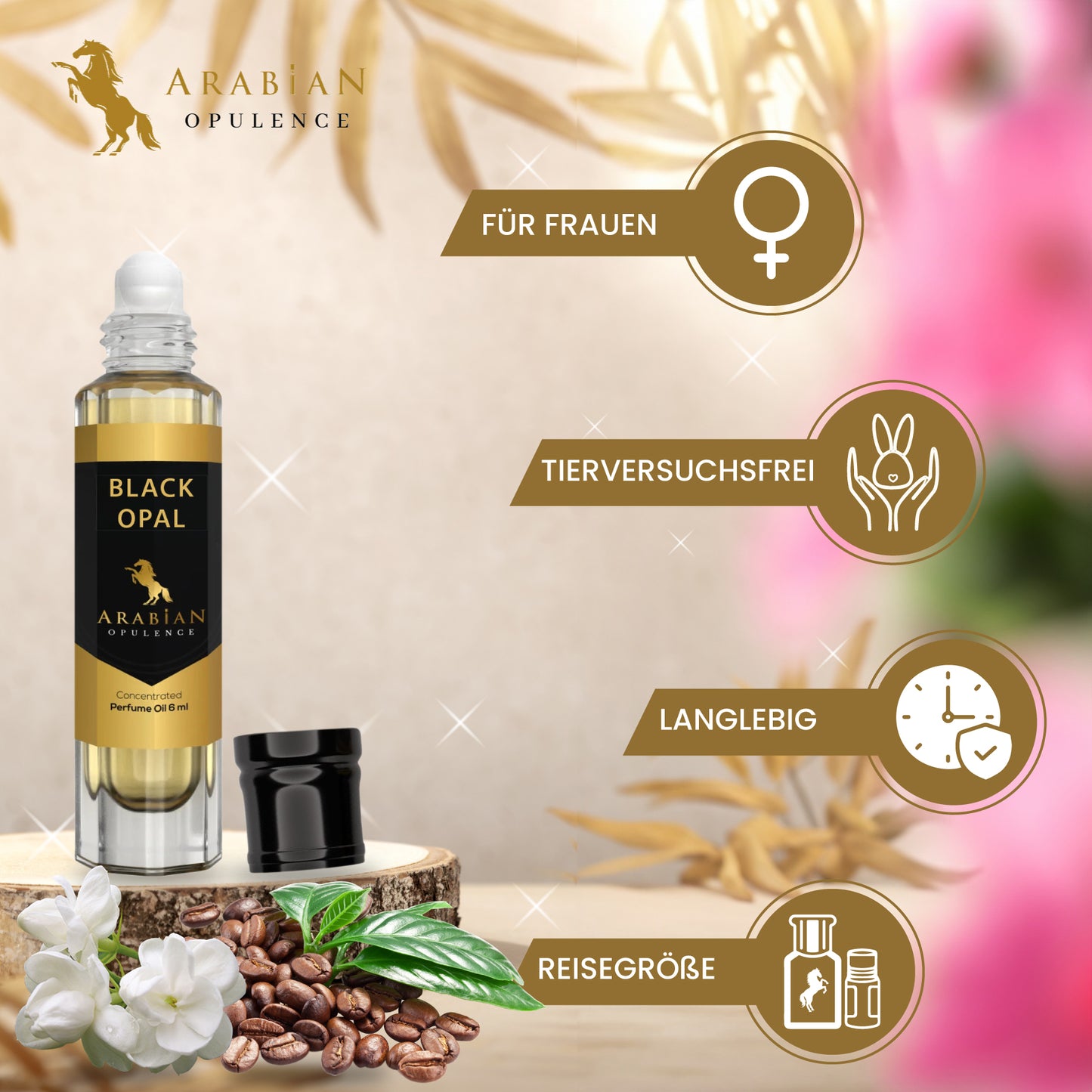 FR49 BLACK OPAL Oriental Vanilla Perfume Body Oil For Women| Long-Lasting Alcohol-Free Fragrance