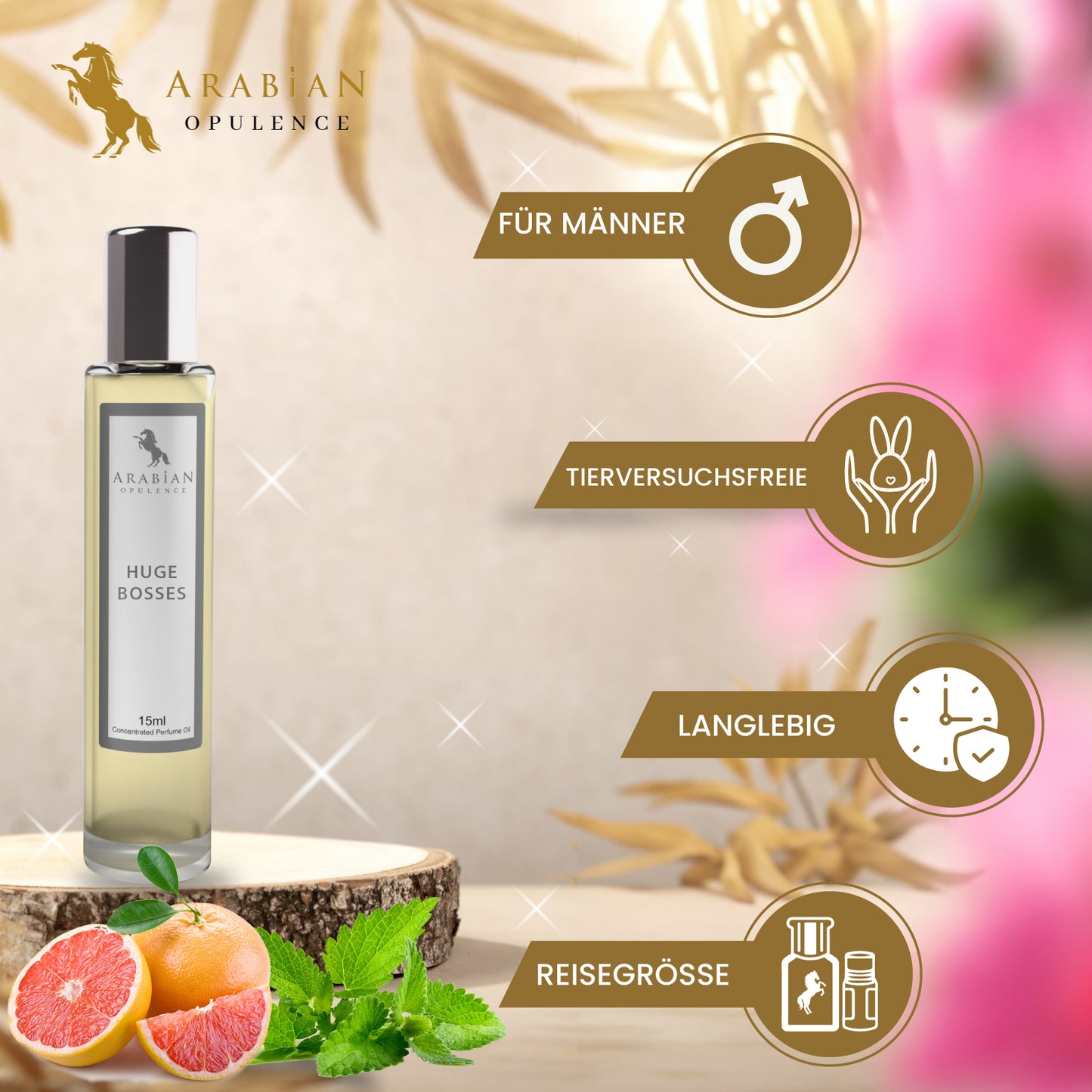 FR142 HUGE BOSSES - An Aromatic Green Perfume Body Oil For Men| Long-Lasting Alcohol-Free Fragrance