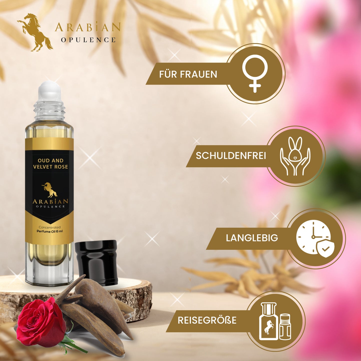 FR288 OUD AND VELVET ROSE - Oriental Floral Unisex Perfume Body Oil | Long-Lasting Alcohol-Free Fragrance