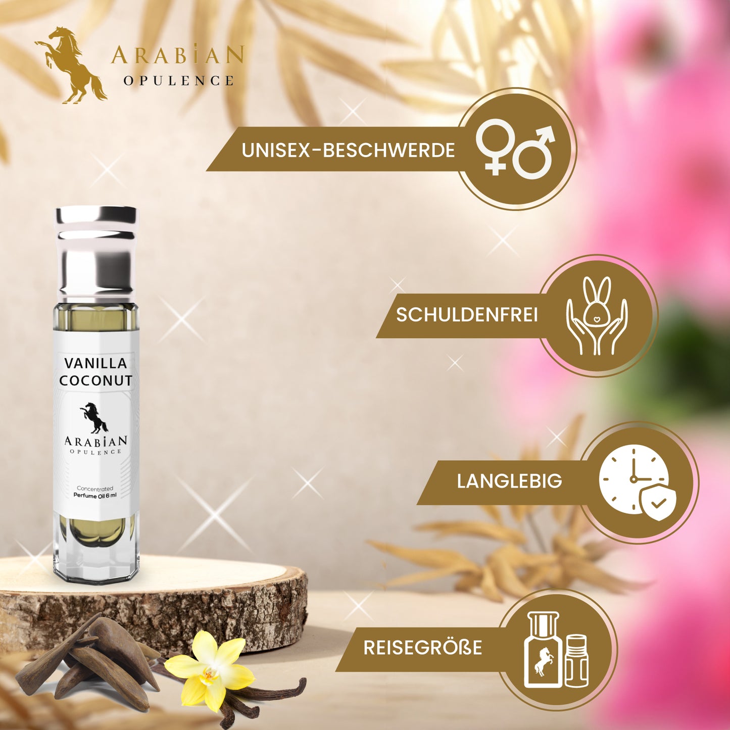 FR291 VANILLA COCONUT, PERFUME OIL FOR MEN AND WOMEN 6ml Roll-on Bottle Arabian Opulence